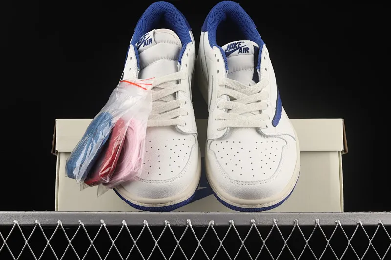 All categories Air Jordan Jordan series basketball shoes Air Jordan 1 Low Travis Scott x Air Jordan 1 Low AJ1 Joe 1 white and blue inverted low-top cultural sneakers DM7866-166